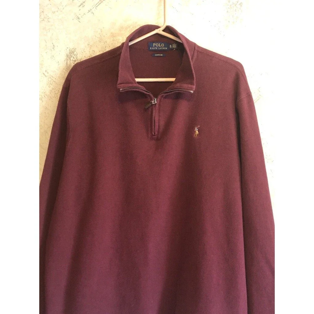 Polo Ralph Lauren Estate Rib Sweater Men XL  Cotton 1/4 Zip Pullover Pony